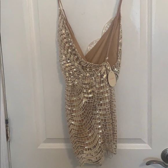 Cream and Sparkly Silver Scalloped Romper - Picture 4 of 4